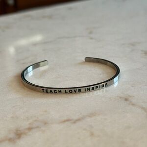 Silver “Teach Love Inspire” Mantra Band Cuff Bracelet
